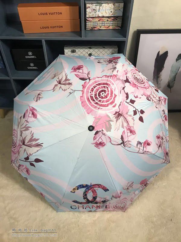 CHANEL香奈兒傘 亞太專櫃 最新款 山茶花全自動UV晴雨傘 自帶LED燈照明 防曬隔熱 防紫外線  zm1077
